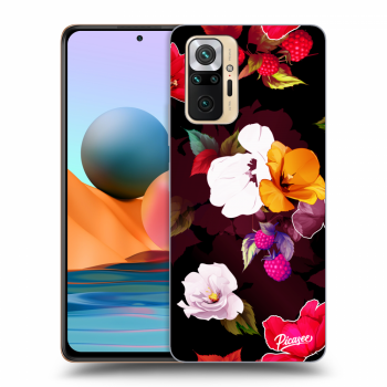 Picasee silikonový černý obal pro Xiaomi Redmi Note 10 Pro - Flowers and Berries