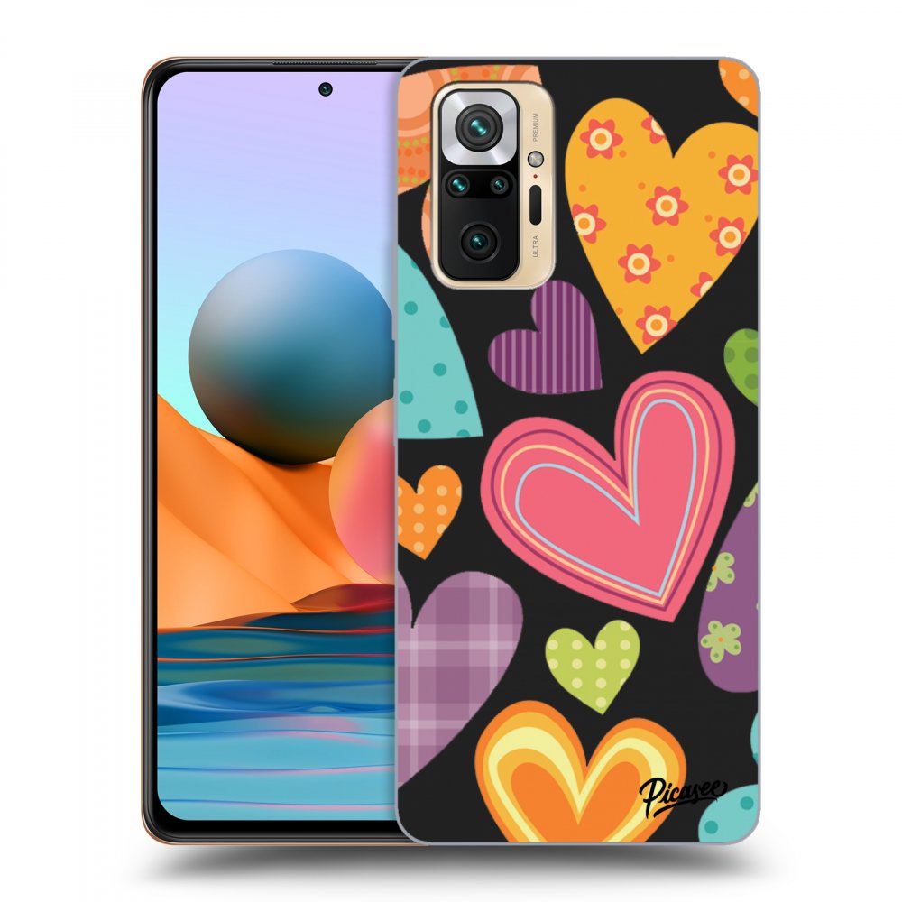 Picasee silikonový černý obal pro Xiaomi Redmi Note 10 Pro - Colored heart
