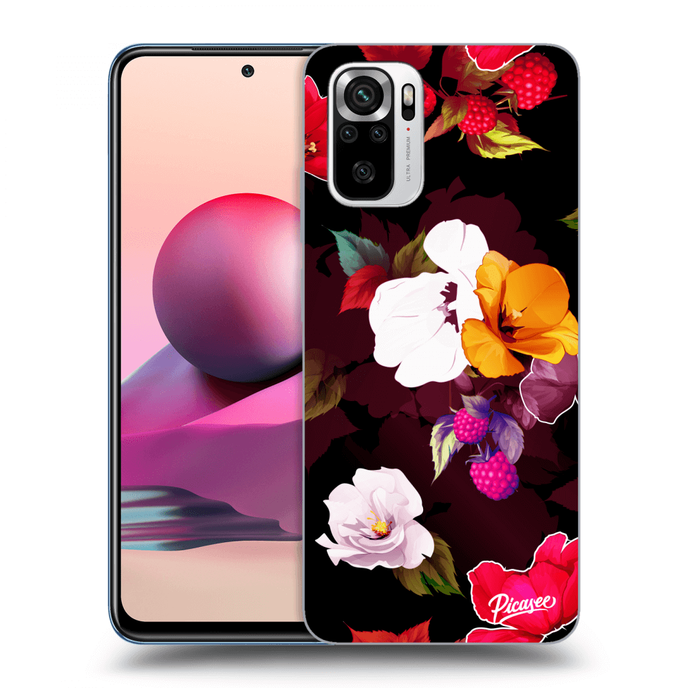Silikonový černý Obal Pro Xiaomi Redmi Note 10S - Flowers And Berries