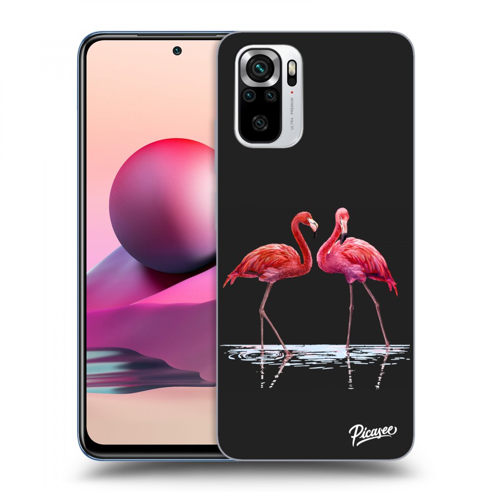 Picasee silikonový černý obal pro Xiaomi Redmi Note 10S - Flamingos couple