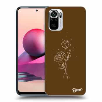 Picasee silikonový průhledný obal pro Xiaomi Redmi Note 10S - Brown flowers