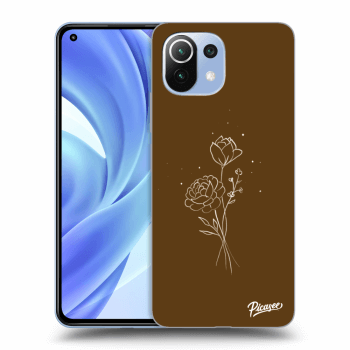 Picasee silikonový černý obal pro Xiaomi Mi 11 - Brown flowers