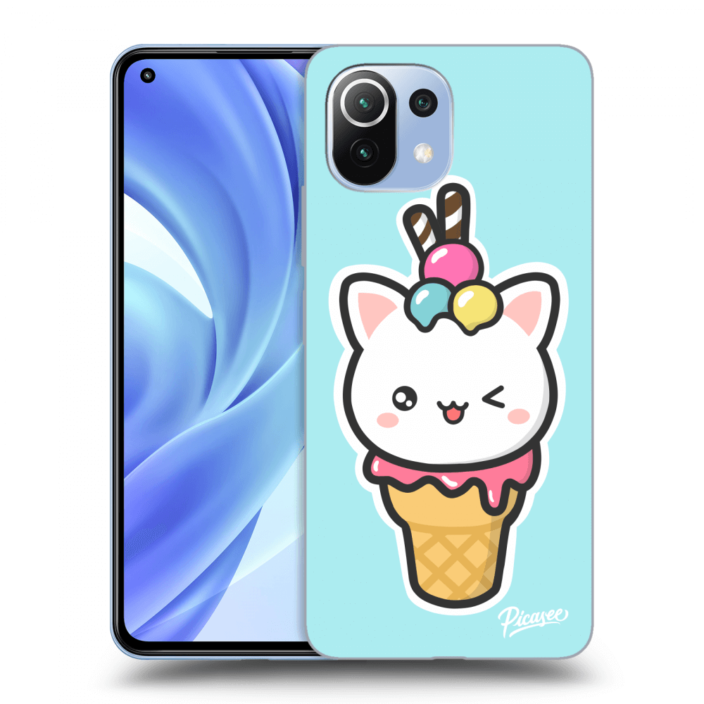 Picasee silikonový průhledný obal pro Xiaomi Mi 11 - Ice Cream Cat