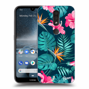 Picasee silikonový průhledný obal pro Nokia 4.2 - Pink Monstera