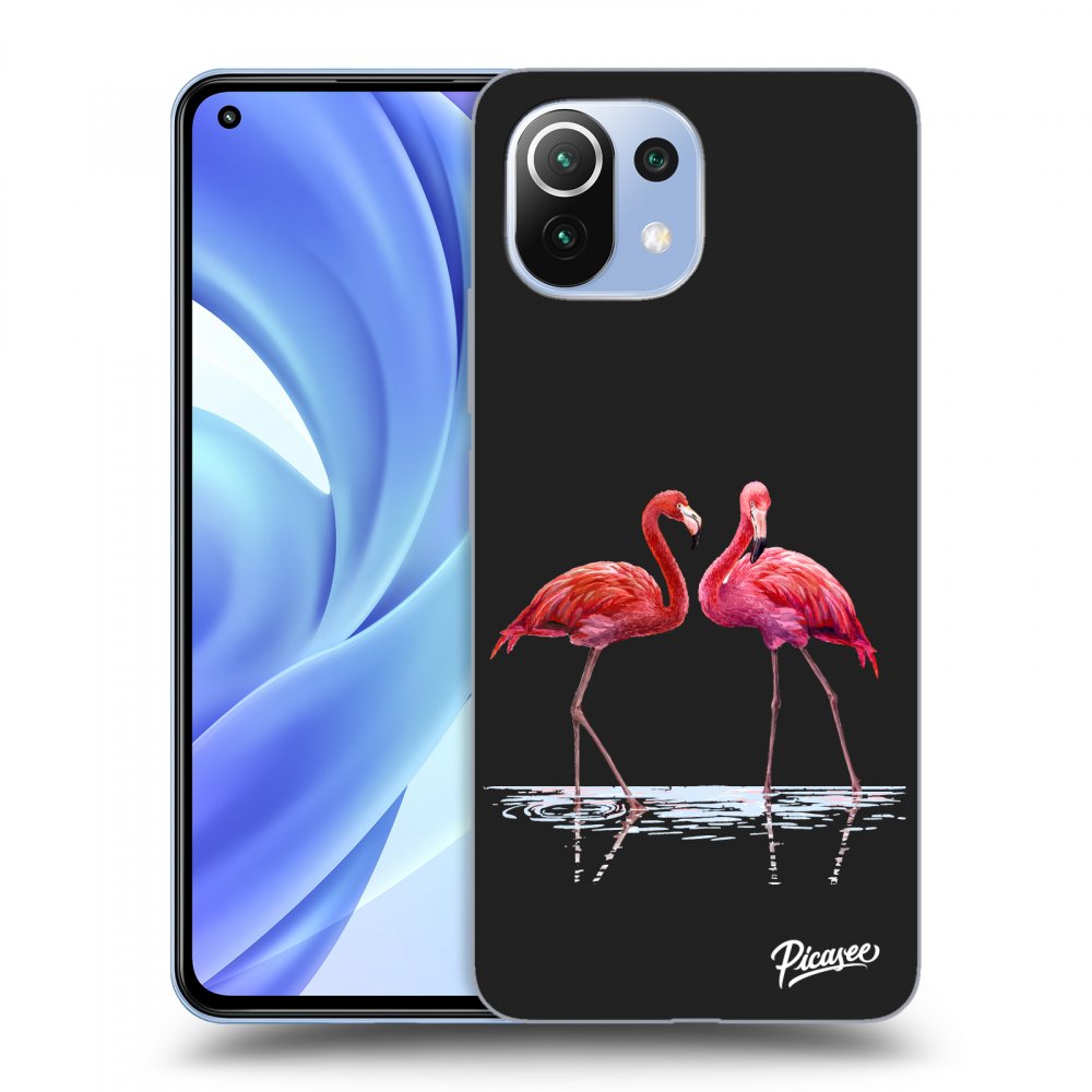 Picasee silikonový černý obal pro Xiaomi Mi 11 Lite - Flamingos couple