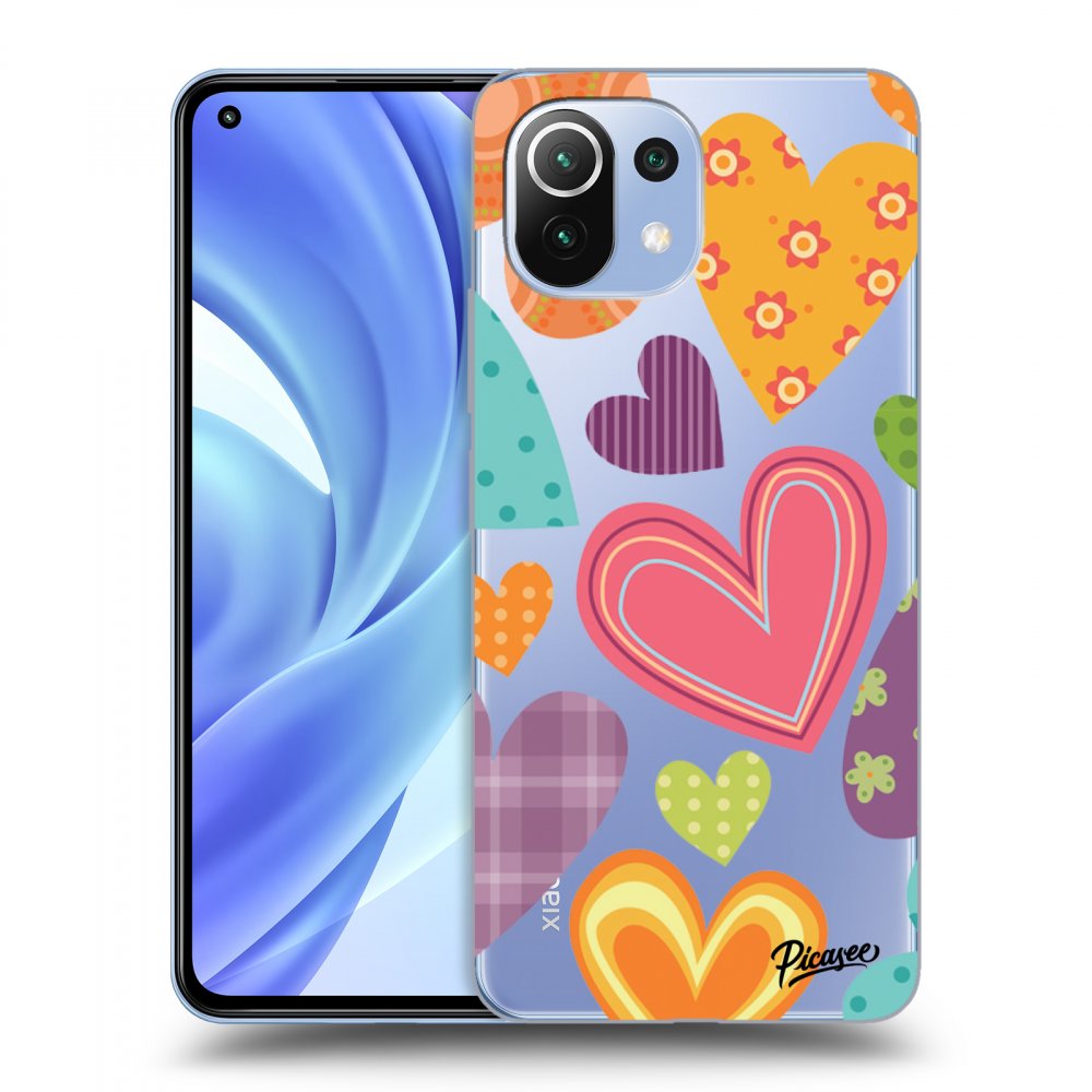 Picasee silikonový průhledný obal pro Xiaomi Mi 11 Lite - Colored heart