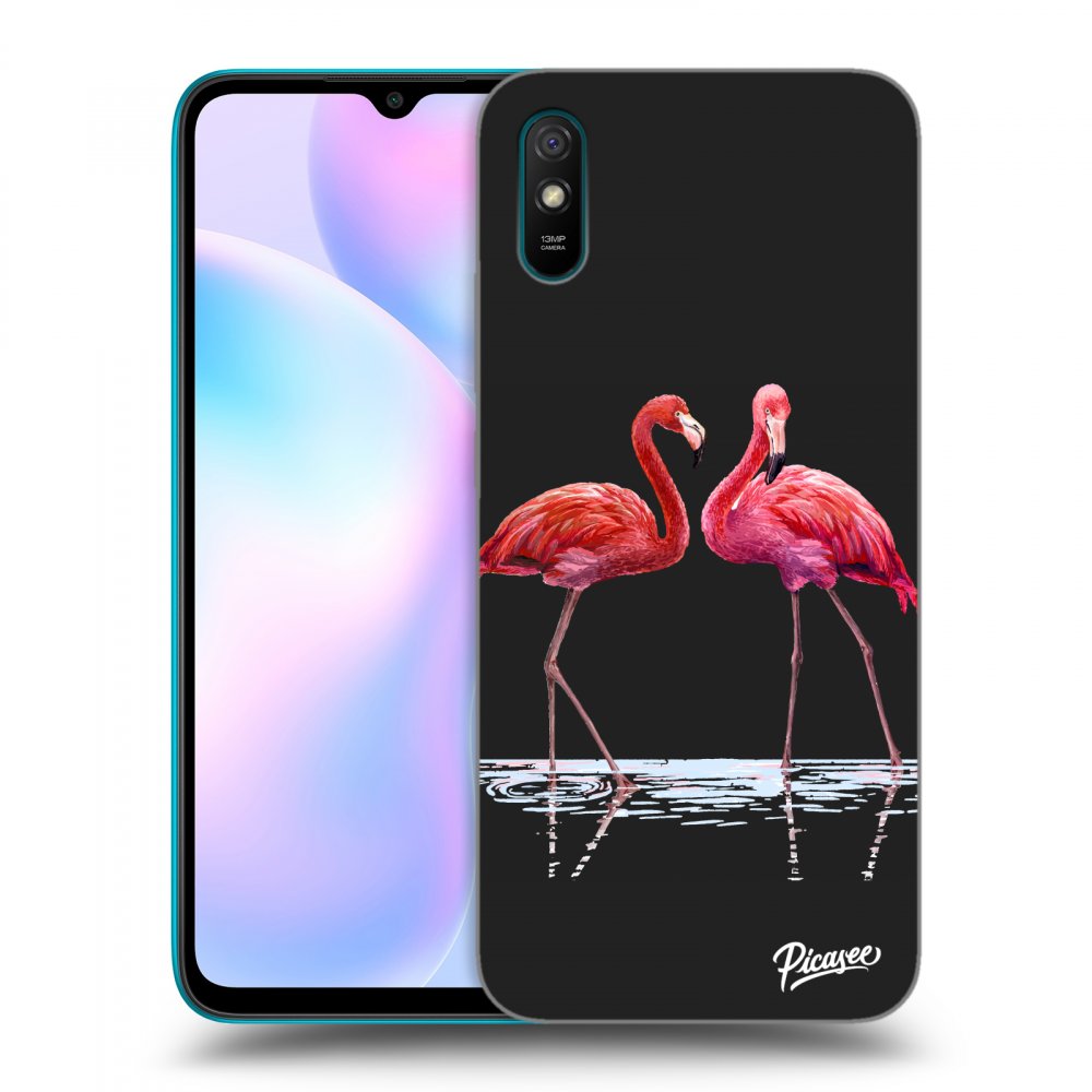 Picasee silikonový černý obal pro Xiaomi Redmi 9AT - Flamingos couple