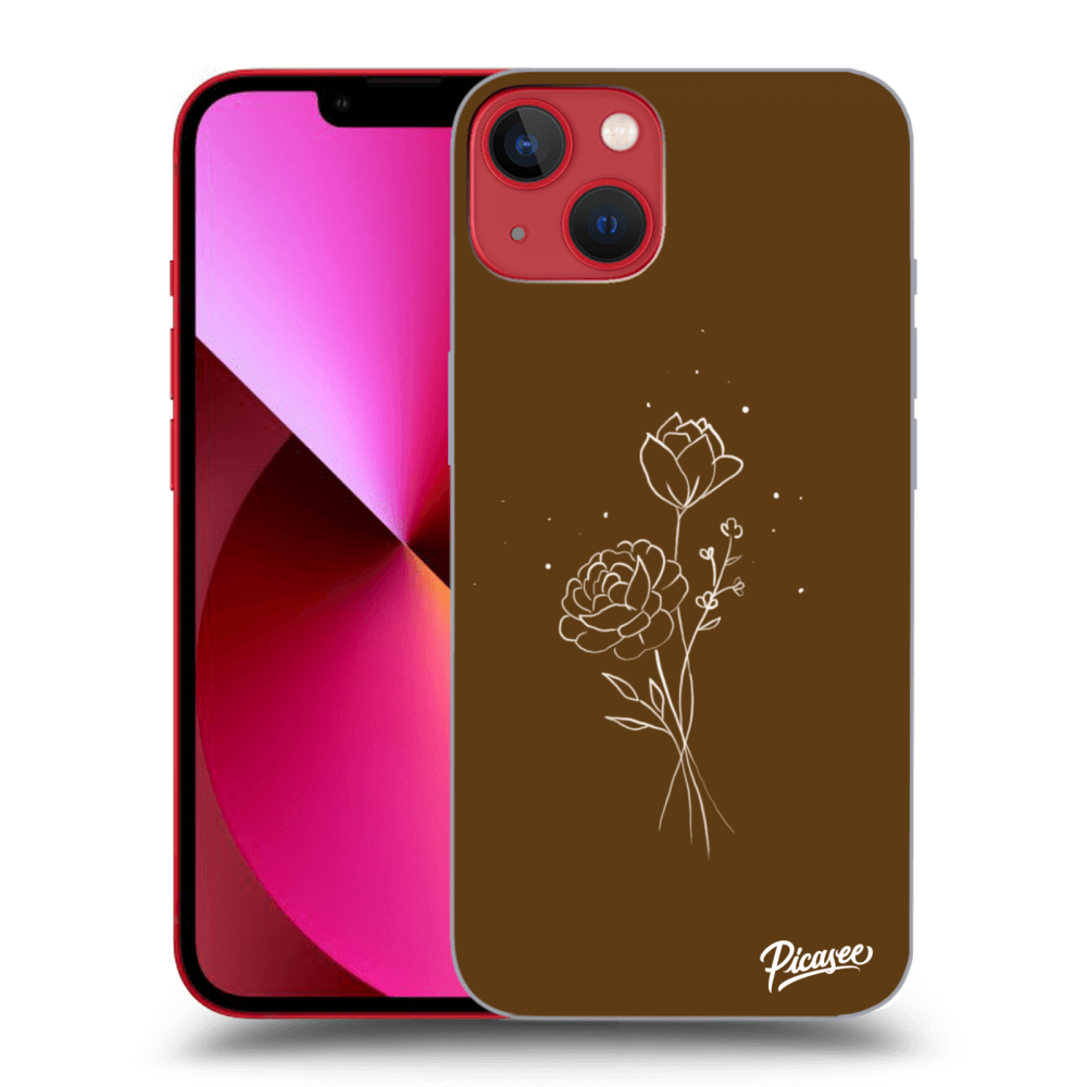 Picasee silikonový průhledný obal pro Apple iPhone 13 - Brown flowers