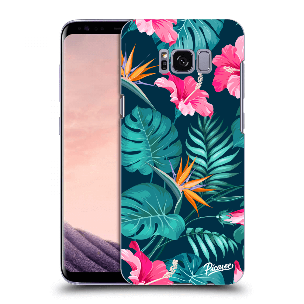 Picasee silikonový průhledný obal pro Samsung Galaxy S8+ G955F - Pink Monstera