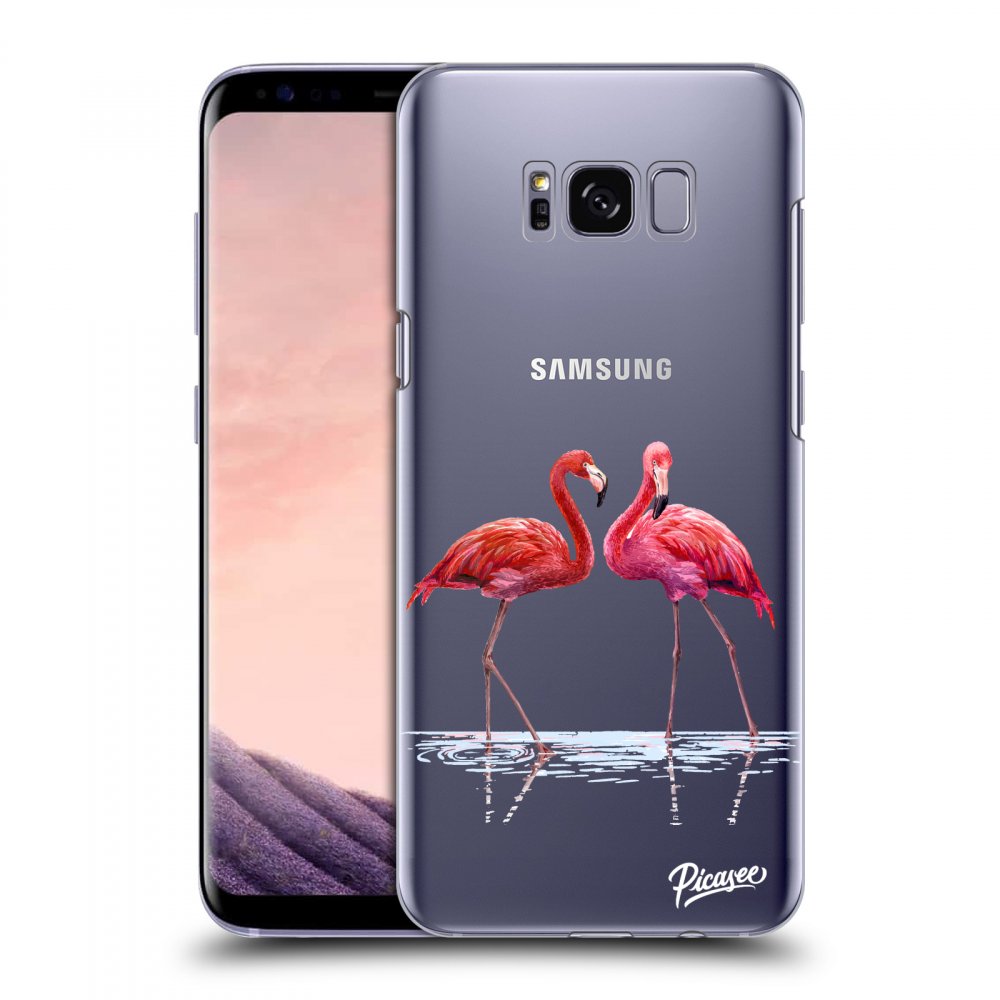 Picasee silikonový průhledný obal pro Samsung Galaxy S8+ G955F - Flamingos couple