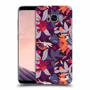Picasee silikonový průhledný obal pro Samsung Galaxy S8+ G955F - Purple Leaf