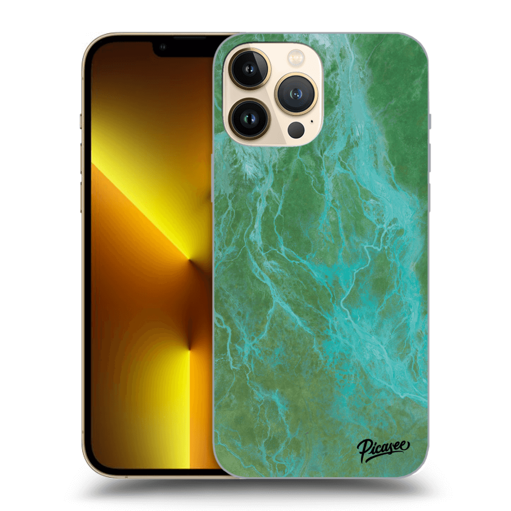Picasee silikonový průhledný obal pro Apple iPhone 13 Pro Max - Green marble