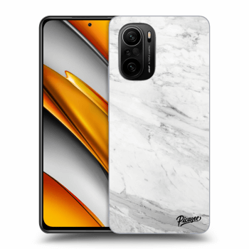 Picasee silikonový černý obal pro Xiaomi Poco F3 - White marble