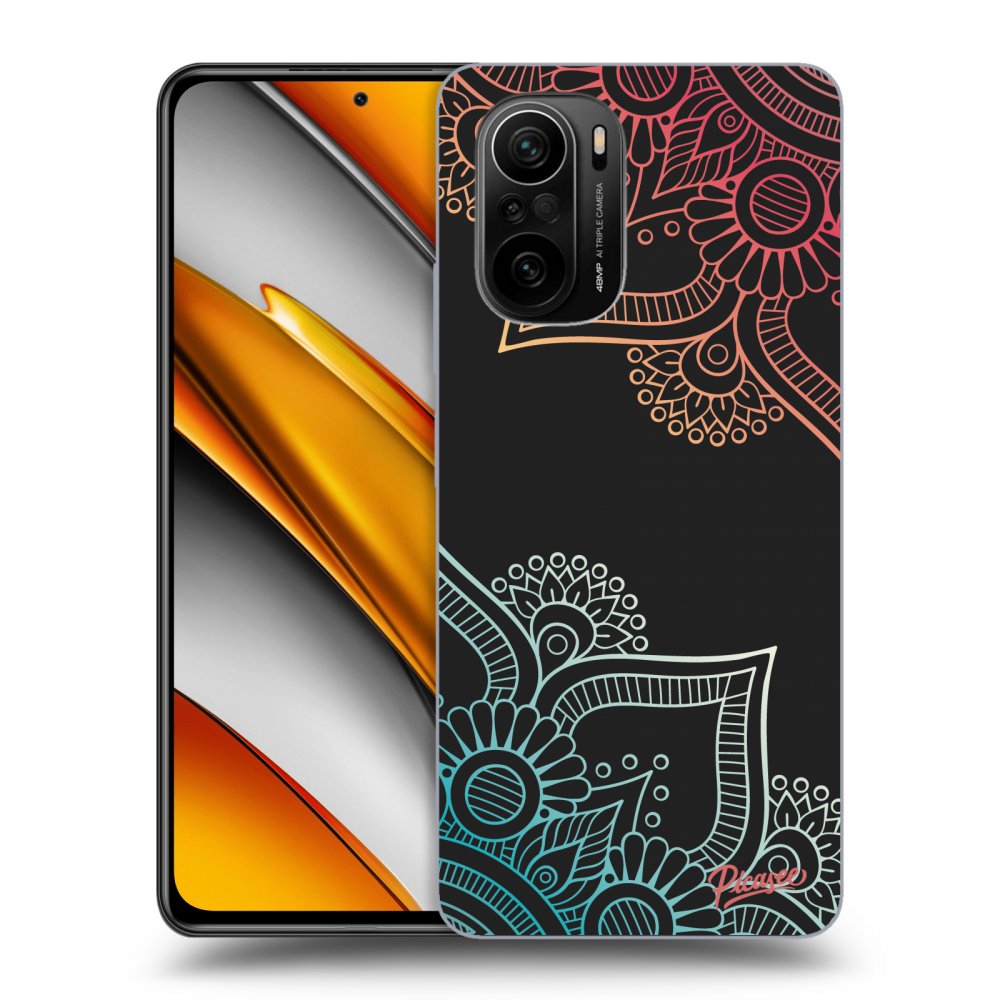 Picasee silikonový černý obal pro Xiaomi Poco F3 - Flowers pattern