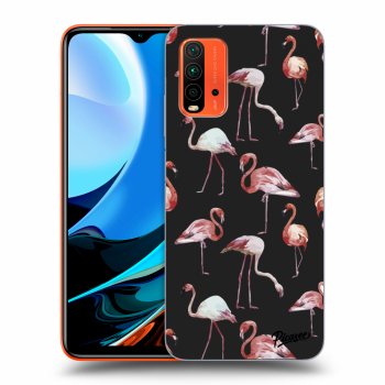 Picasee silikonový černý obal pro Xiaomi Redmi 9T - Flamingos