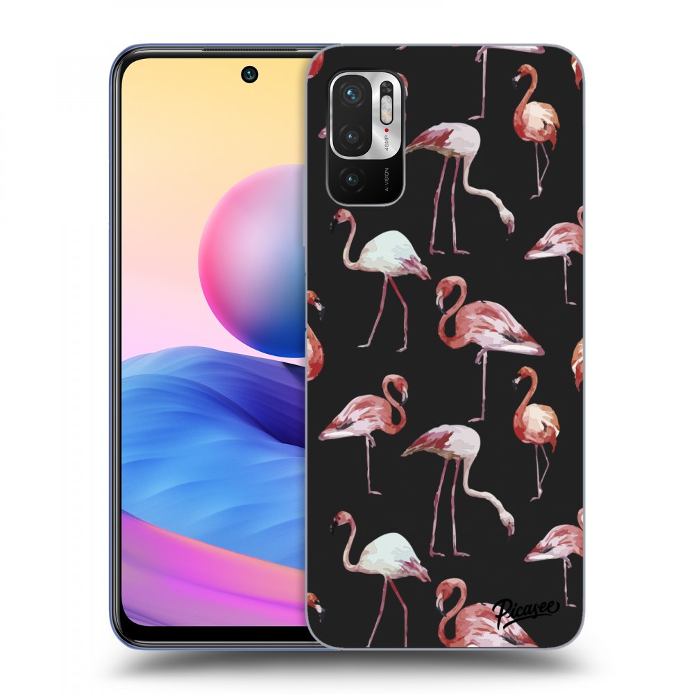 Picasee silikonový černý obal pro Xiaomi Redmi Note 10 5G - Flamingos