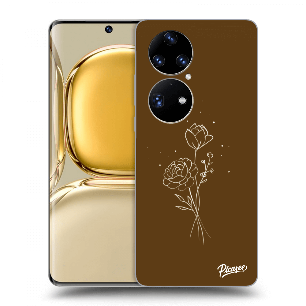Picasee silikonový průhledný obal pro Huawei P50 - Brown flowers