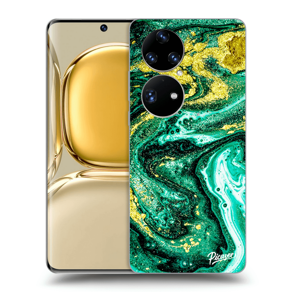 Picasee silikonový černý obal pro Huawei P50 - Green Gold