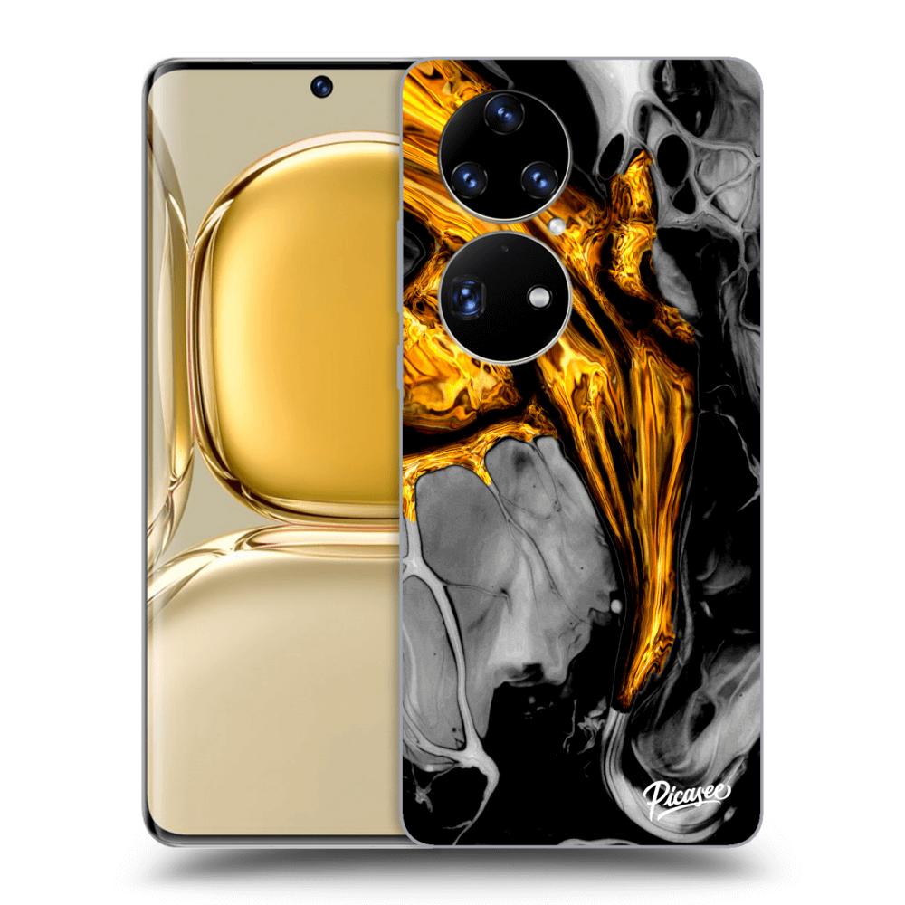 Picasee silikonový černý obal pro Huawei P50 - Black Gold