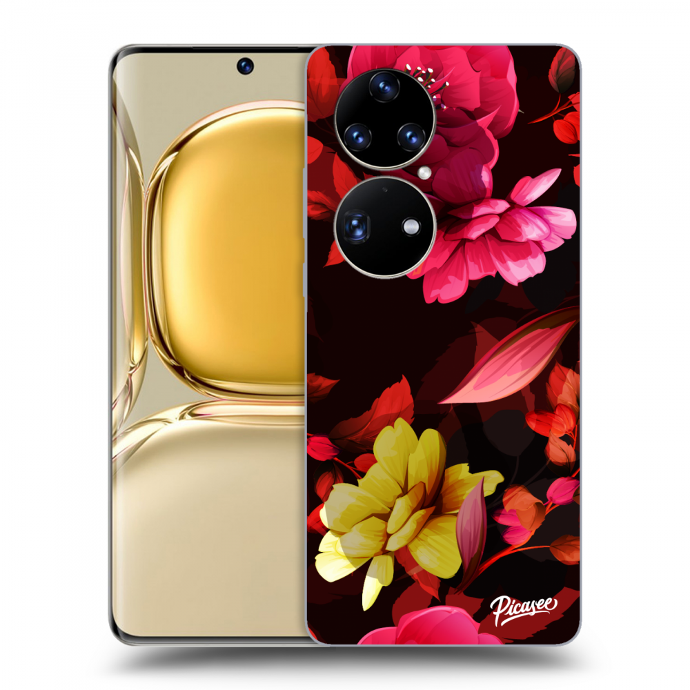 Picasee silikonový průhledný obal pro Huawei P50 - Dark Peonny