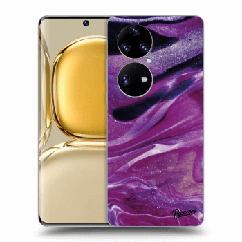 Picasee silikonový průhledný obal pro Huawei P50 - Purple glitter