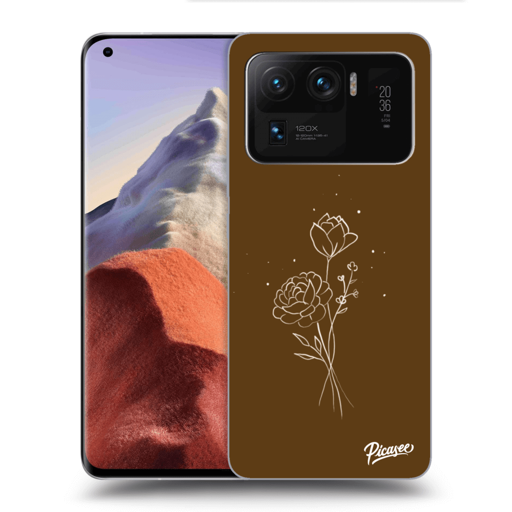 Picasee silikonový černý obal pro Xiaomi Mi 11 Ultra - Brown flowers