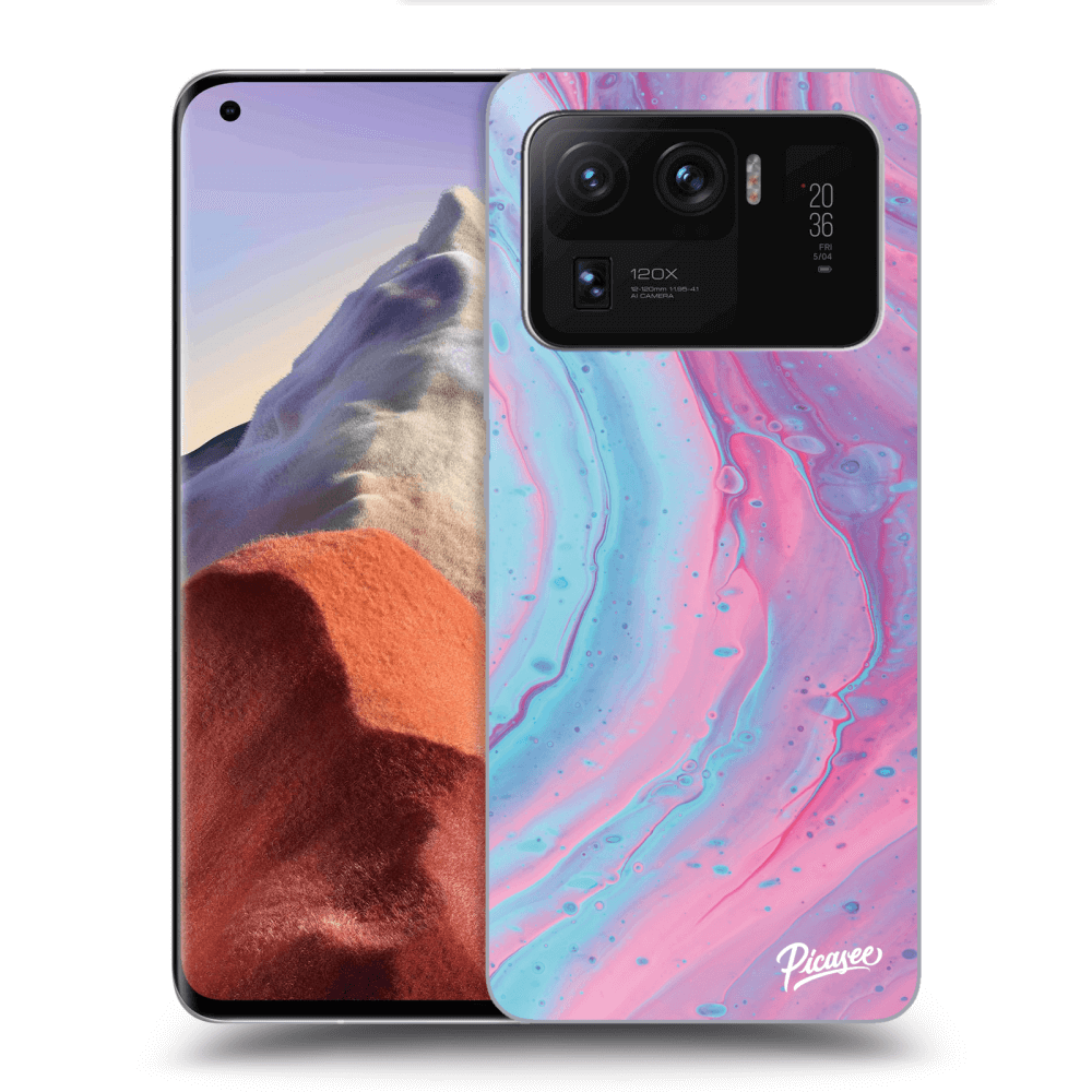 Picasee silikonový průhledný obal pro Xiaomi Mi 11 Ultra - Pink liquid