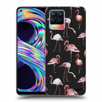 Picasee silikonový černý obal pro Realme 8 4G - Flamingos