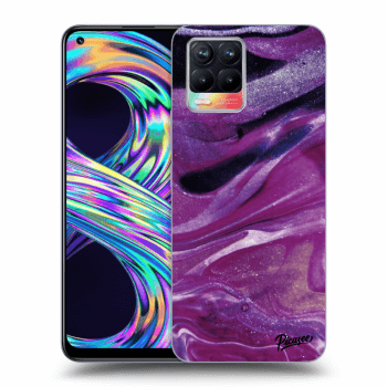 Picasee silikonový průhledný obal pro Realme 8 4G - Purple glitter