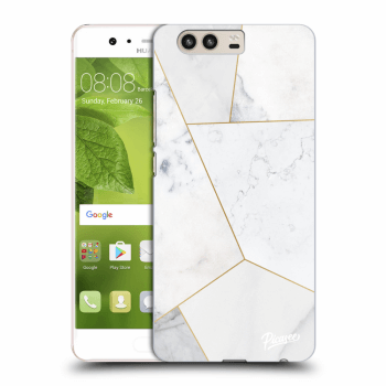 Picasee silikonový průhledný obal pro Huawei P10 - White tile