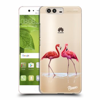 Picasee silikonový průhledný obal pro Huawei P10 - Flamingos couple