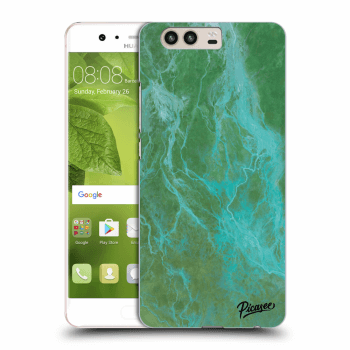 Picasee silikonový průhledný obal pro Huawei P10 - Green marble