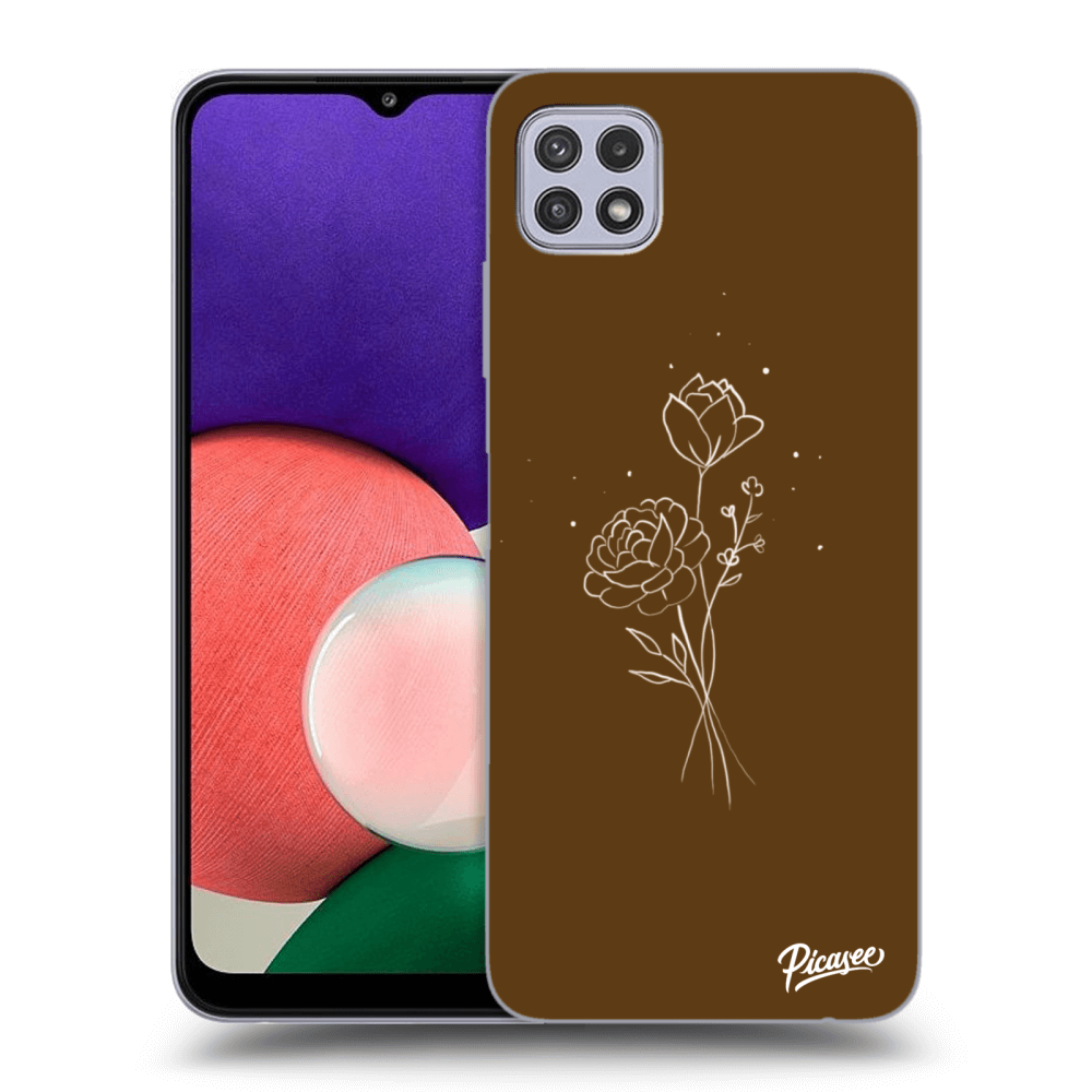Picasee silikonový průhledný obal pro Samsung Galaxy A22 A226B 5G - Brown flowers