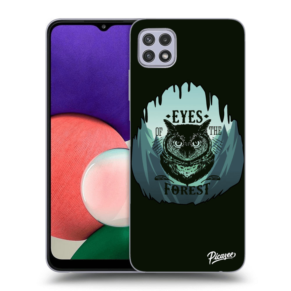 Picasee silikonový černý obal pro Samsung Galaxy A22 A226B 5G - Forest owl
