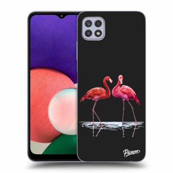 Picasee silikonový černý obal pro Samsung Galaxy A22 A226B 5G - Flamingos couple