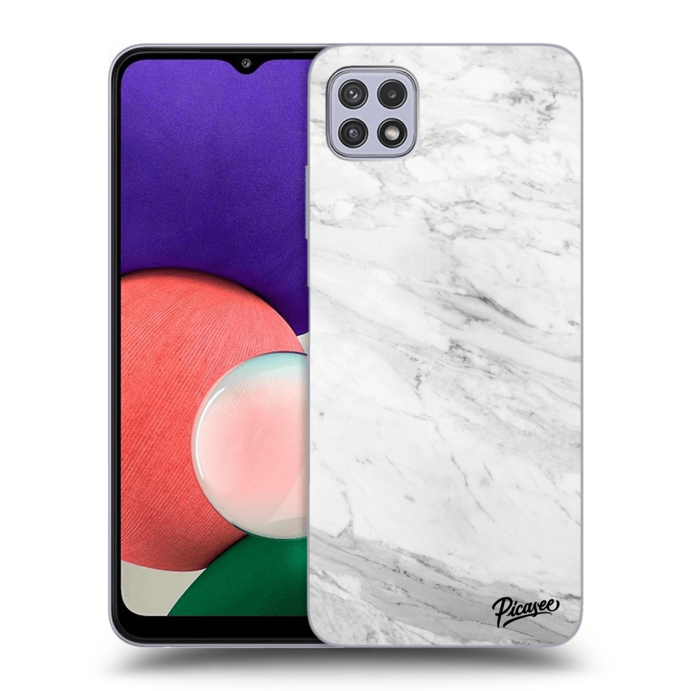 Picasee silikonový černý obal pro Samsung Galaxy A22 A226B 5G - White marble