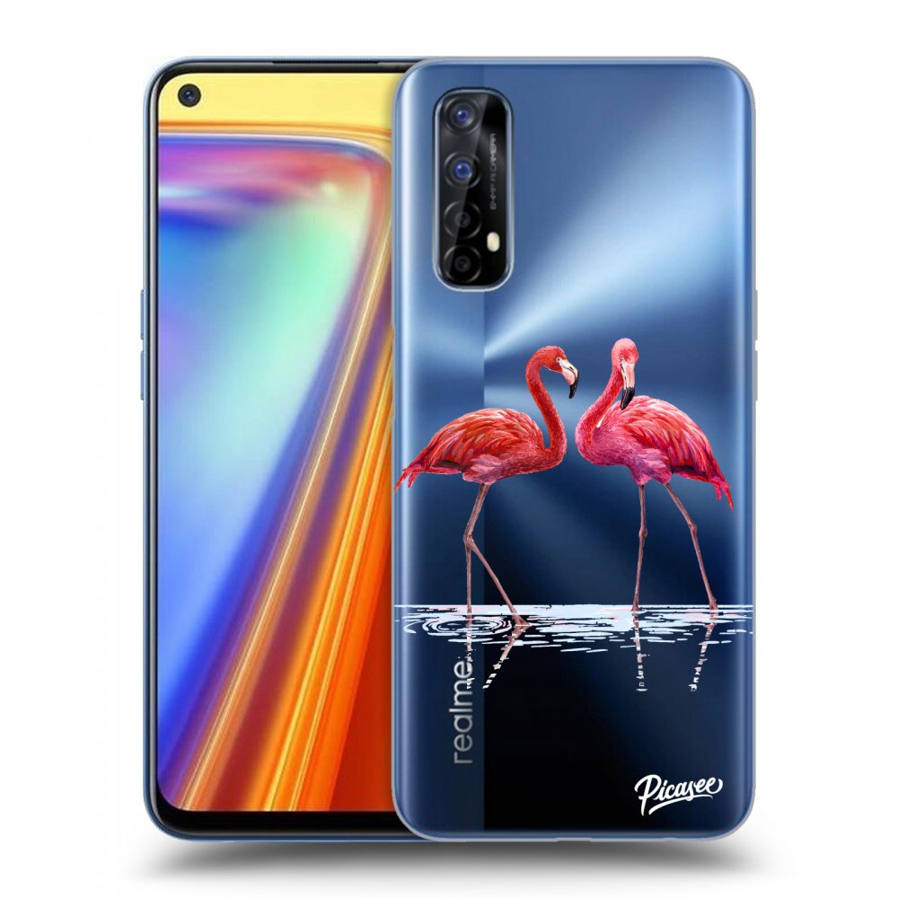 Picasee silikonový průhledný obal pro Realme 7 - Flamingos couple