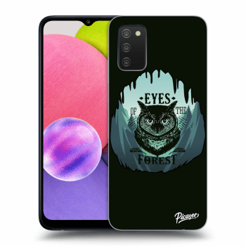 Picasee silikonový černý obal pro Samsung Galaxy A02s A025G - Forest owl