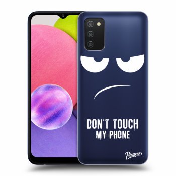 Picasee silikonový průhledný obal pro Samsung Galaxy A02s A025G - Don't Touch My Phone