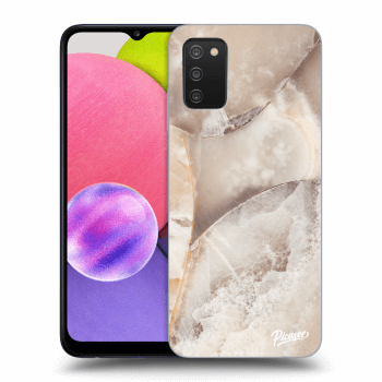 Picasee silikonový průhledný obal pro Samsung Galaxy A02s A025G - Cream marble