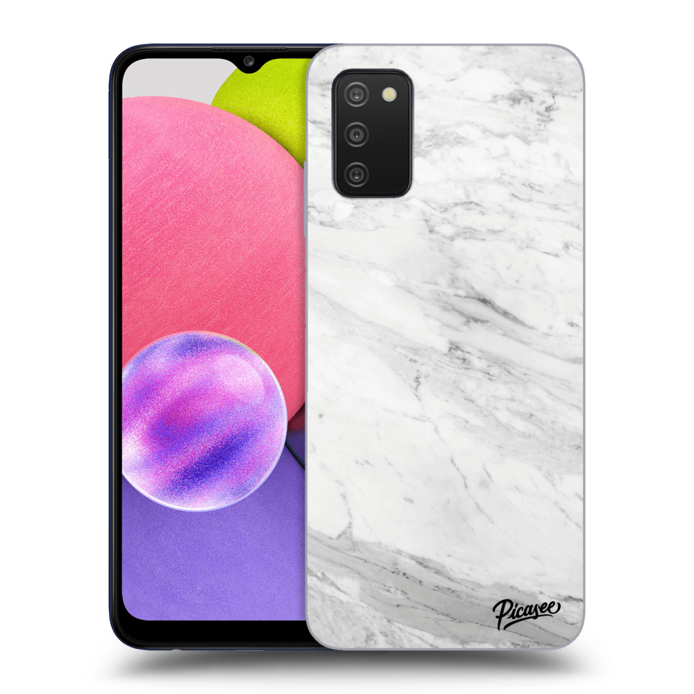 Picasee silikonový průhledný obal pro Samsung Galaxy A02s A025G - White marble