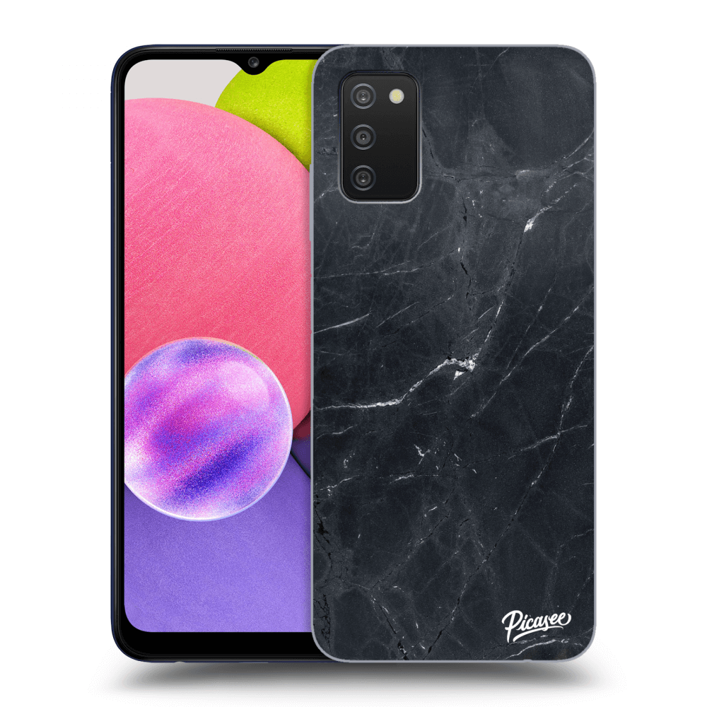 Picasee silikonový průhledný obal pro Samsung Galaxy A02s A025G - Black marble