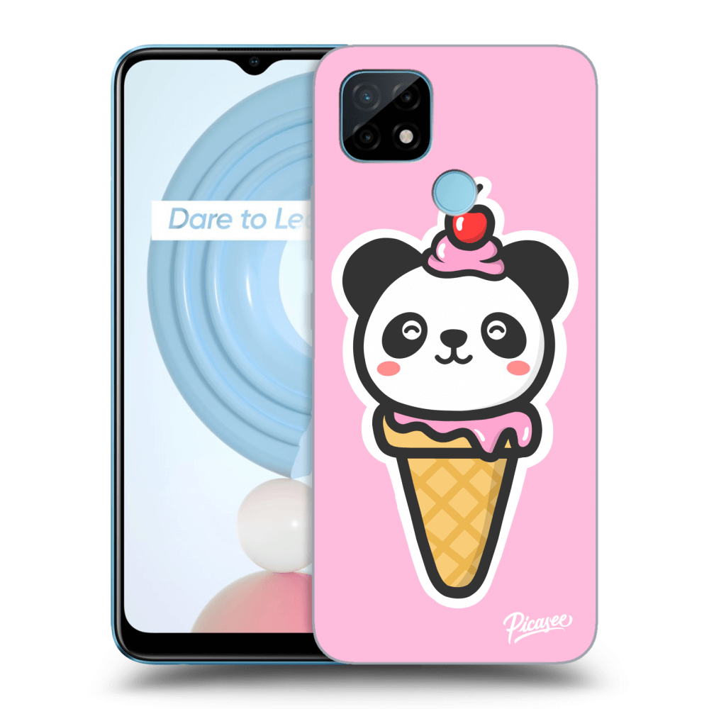 Picasee silikonový průhledný obal pro Realme C21 - Ice Cream Panda
