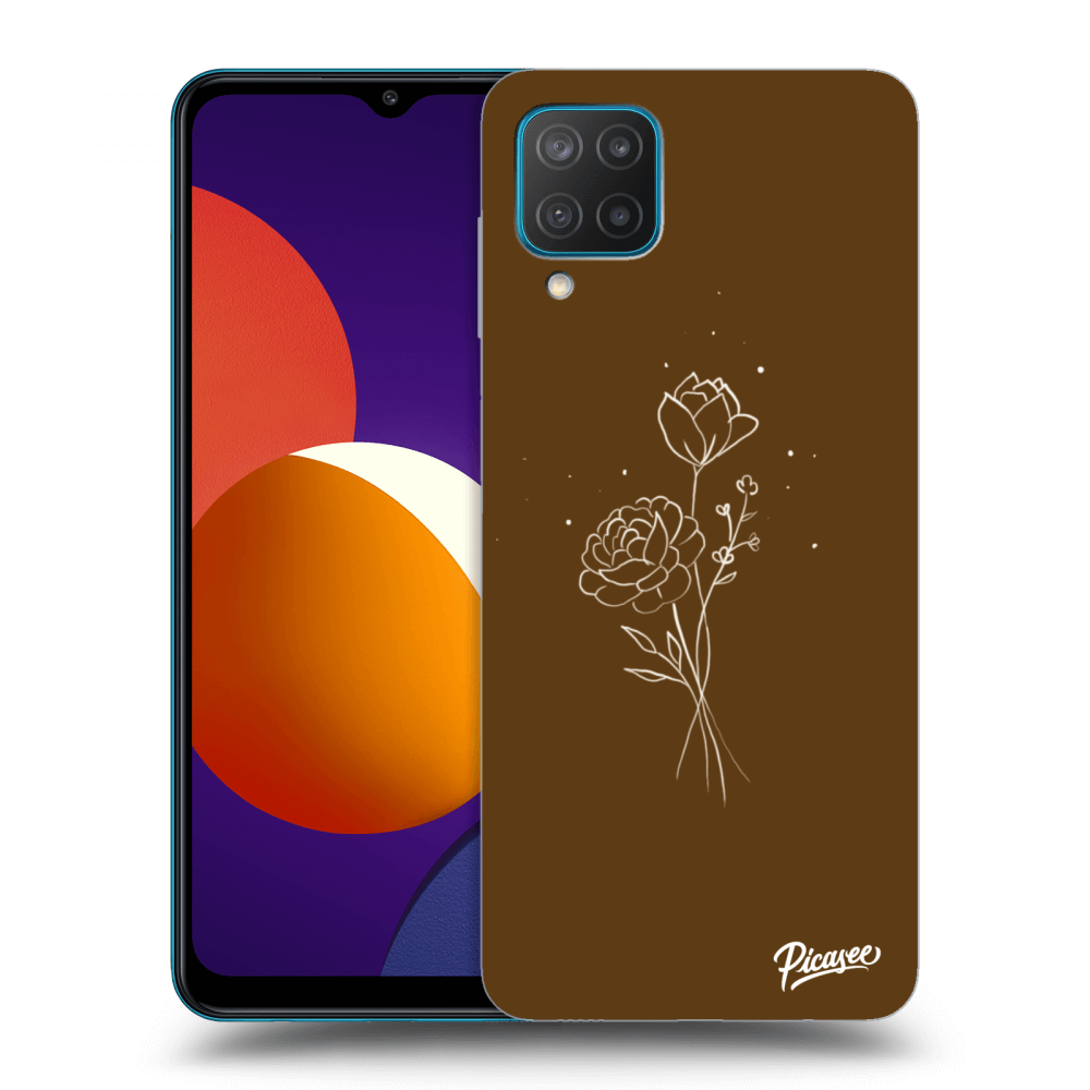 Picasee silikonový průhledný obal pro Samsung Galaxy M12 M127F - Brown flowers