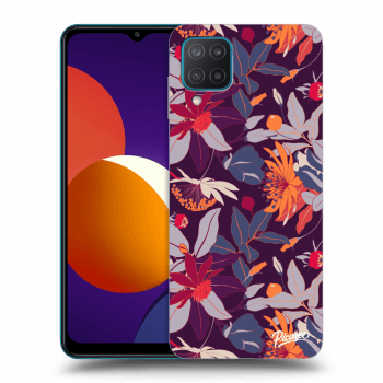 Picasee silikonový černý obal pro Samsung Galaxy M12 M127F - Purple Leaf