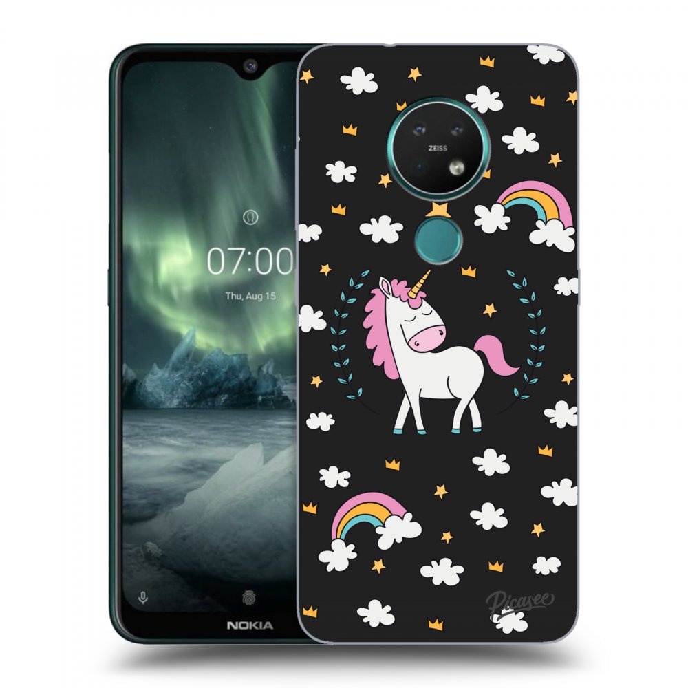Picasee silikonový černý obal pro Nokia 7.2 - Unicorn star heaven