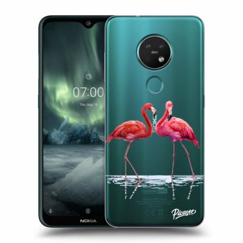 Picasee silikonový průhledný obal pro Nokia 7.2 - Flamingos couple