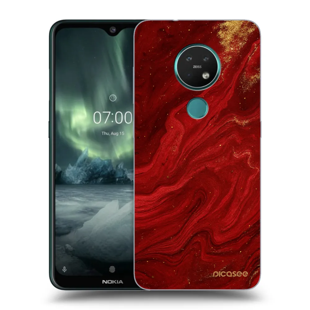 Picasee silikonový průhledný obal pro Nokia 7.2 - Červená