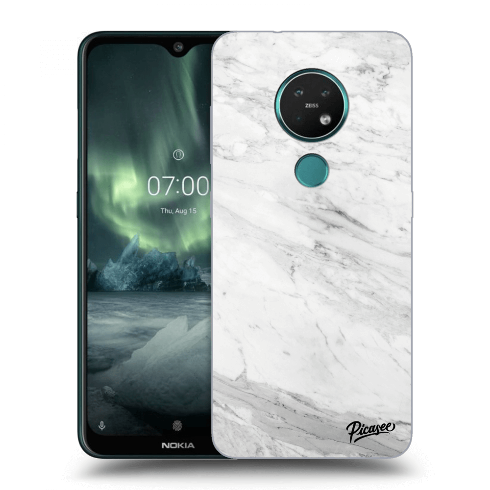 Picasee silikonový černý obal pro Nokia 7.2 - White marble