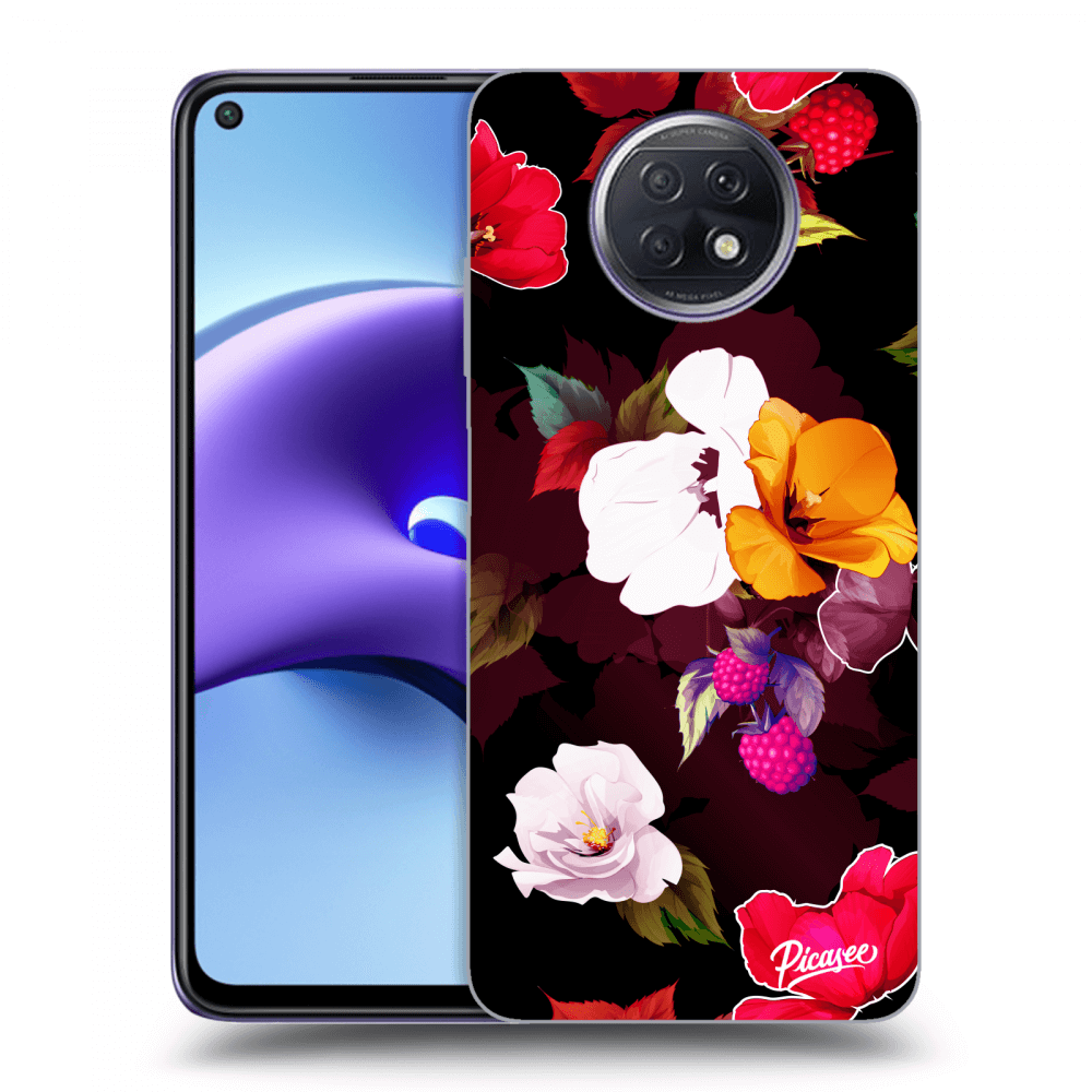 Picasee silikonový černý obal pro Xiaomi Redmi Note 9T - Flowers and Berries